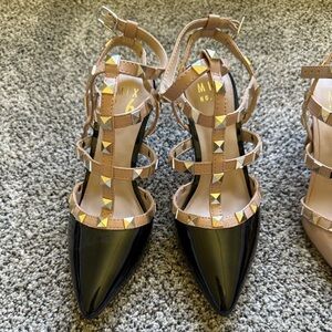 Mix No. 6 Black and Nude studded heels 2 pair bundle